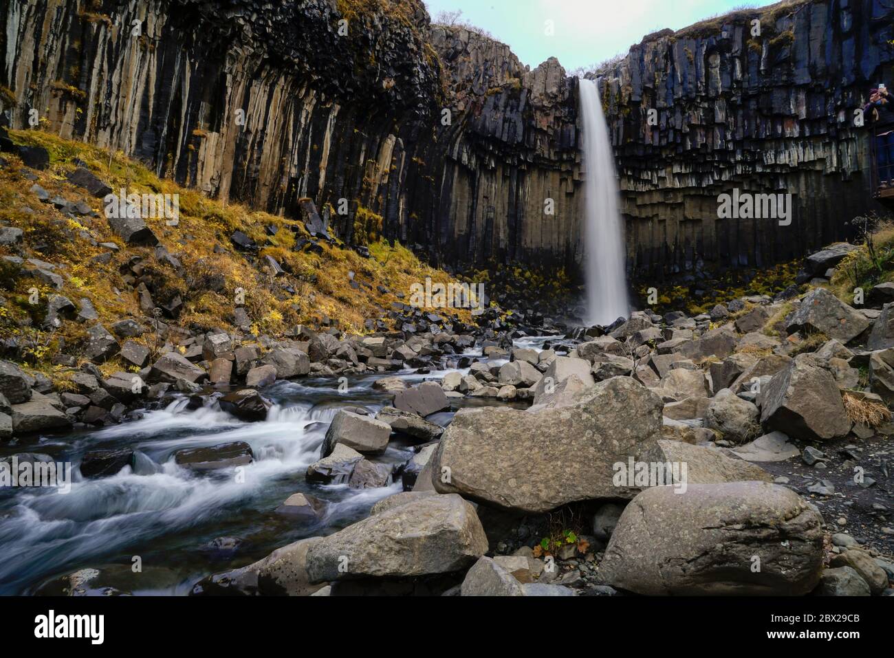 Wasserfall Svartifoss im Skaftafell Nationalpark Stockfoto