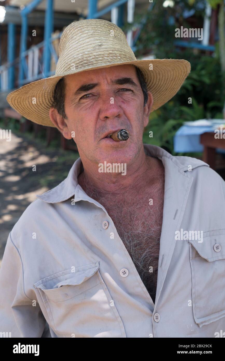 Tabakfarmer Portrait in Vinales Kuba Stockfoto