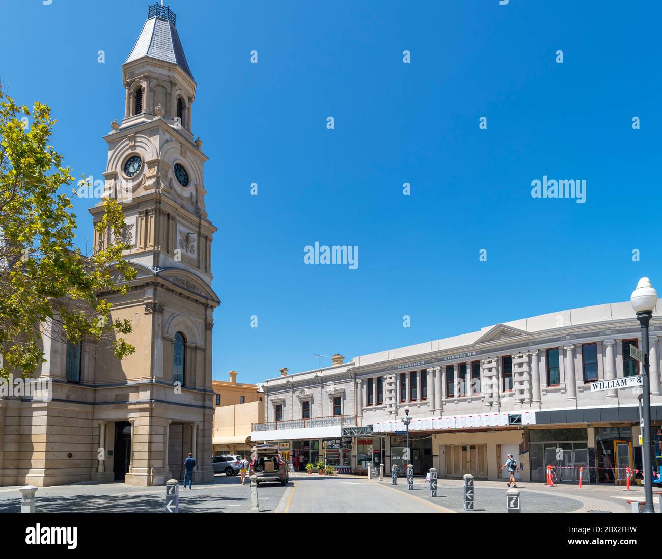 Fremantle Town Hall an der William Street im historischen Viertel Fremantle, Western Australia, Australien Stockfoto