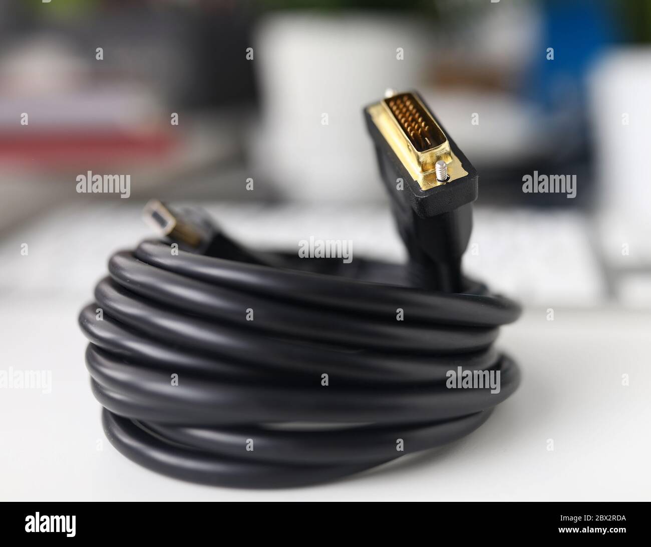 DVI-Stecker mit goldenen Stiften Stockfoto
