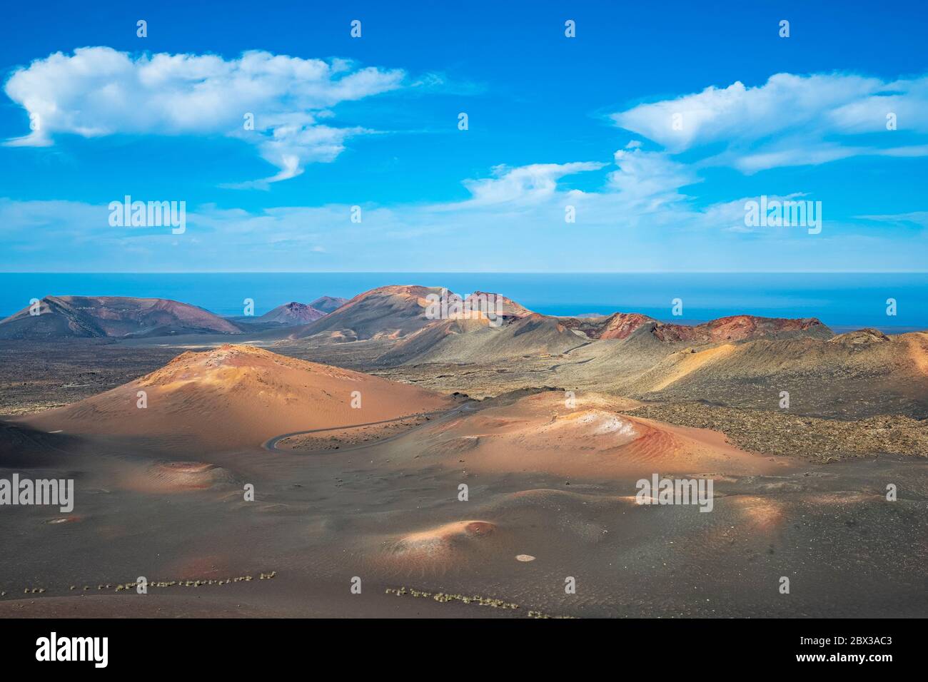 Spanien, Kanarische Inseln, Lanzarote, Timanfaya Nationalpark oder Montañas del Fuego Stockfoto