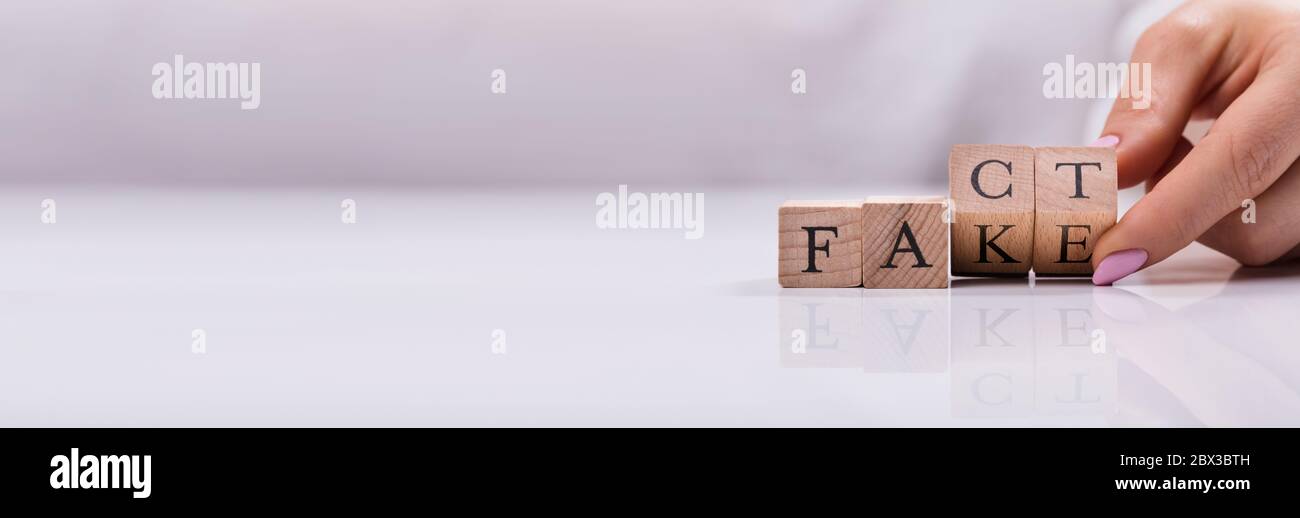Fact Fiction Evidence Check. Gefälschte Nachrichten Blockieren Stockfoto Fact Fiction Evidence Check. Gefälschte Nachrichten Blockieren Stockfoto