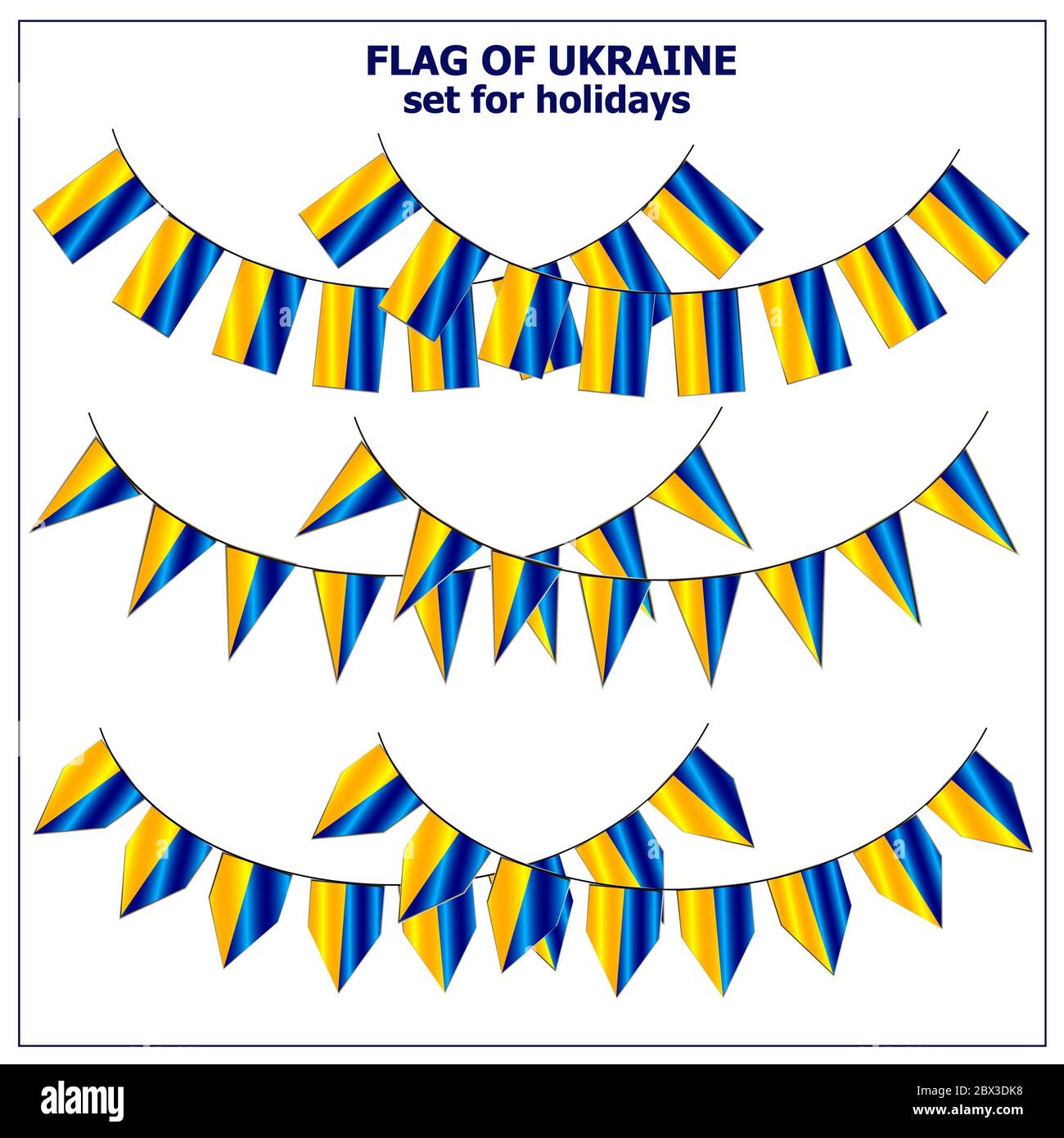 Set mit Fahnen der Ukraine. Bunte Illustration mit Fahnen für Web-Design. Illustration mit transparentem Hintergrund. Stockfoto