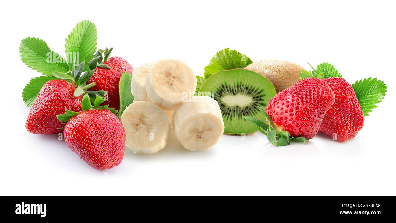 Früchte mischen isoliert auf einem weißen Hintergrund. Stockfoto