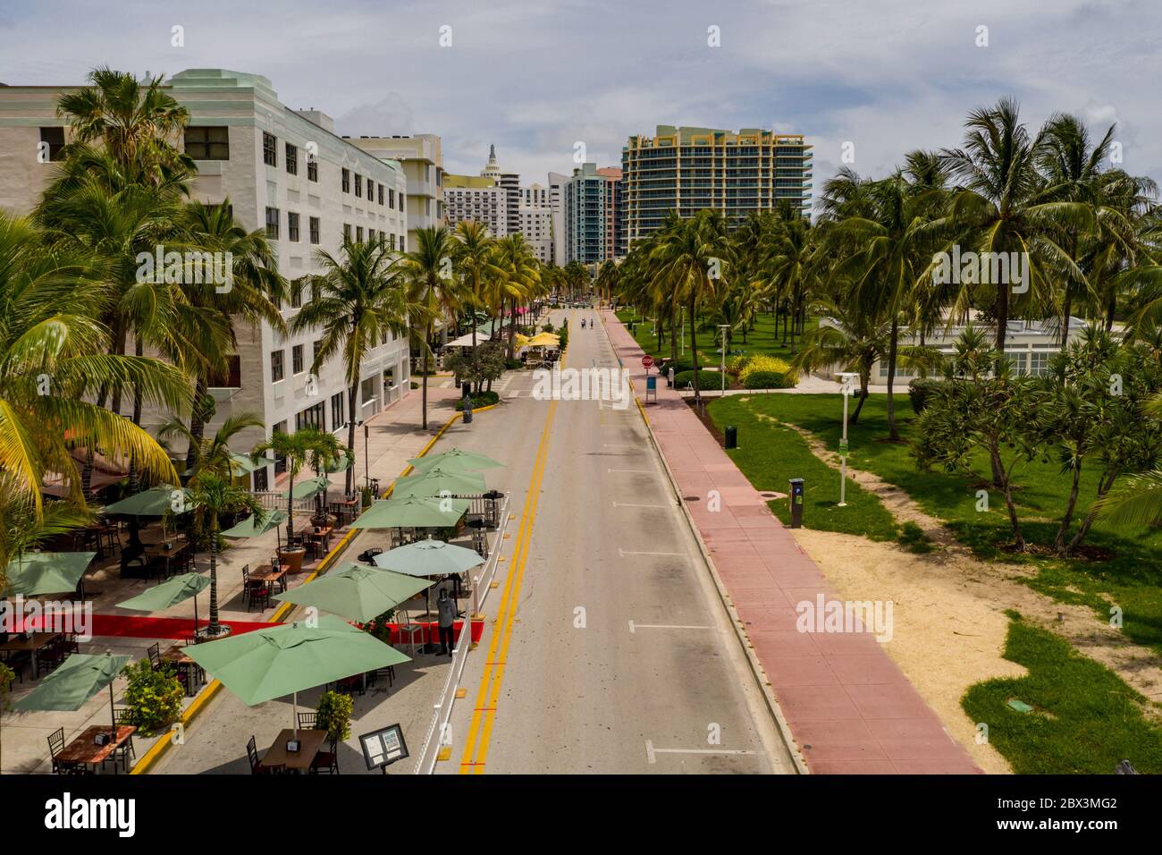 South Beach Miami Wiedereröffnung Phase 1 während der Coronavirus Covid 19 Pandemie Stockfoto