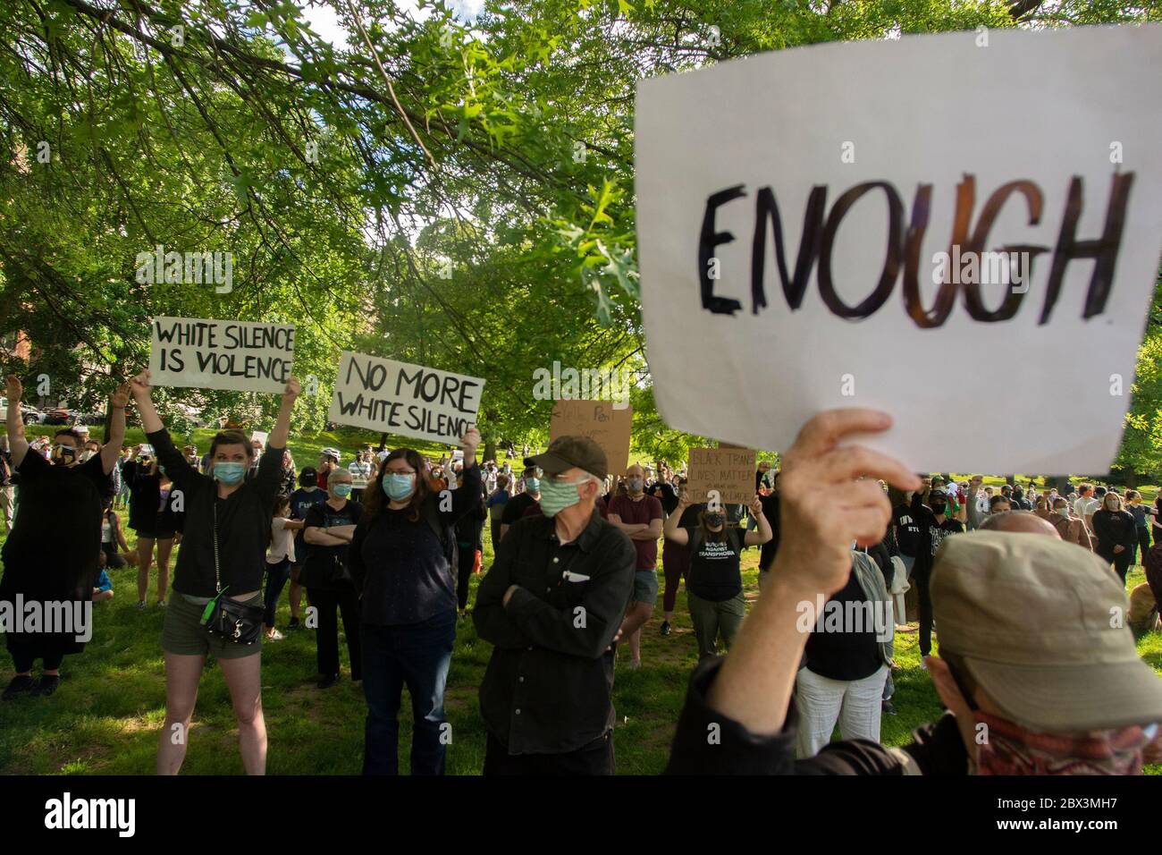 George Floyd Vigil Inwood Park, Manhattan Borough of New York, Sonntag, 31. Mai 2020. Stockfoto