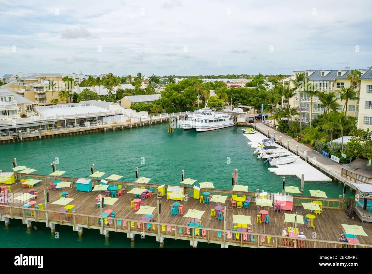 Luftaufnahme Sunset Pier Zero Duval Street Key West Florida USA Stockfoto