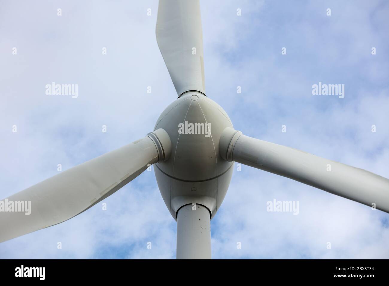 Nahaufnahme eines Maschinenhauses einer Windenergieanlage im Windpark Albany in Western Australia Stockfoto