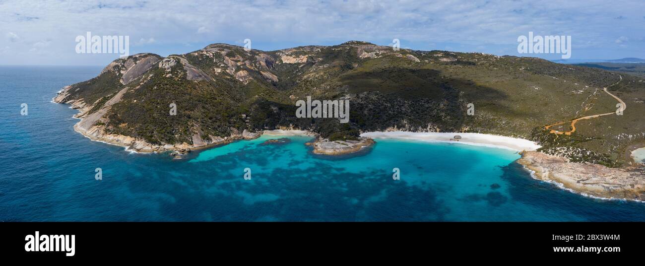 Luftaufnahme von Little Beach und dem kleineren Wasserfall Beach in Westaustralien Stockfoto