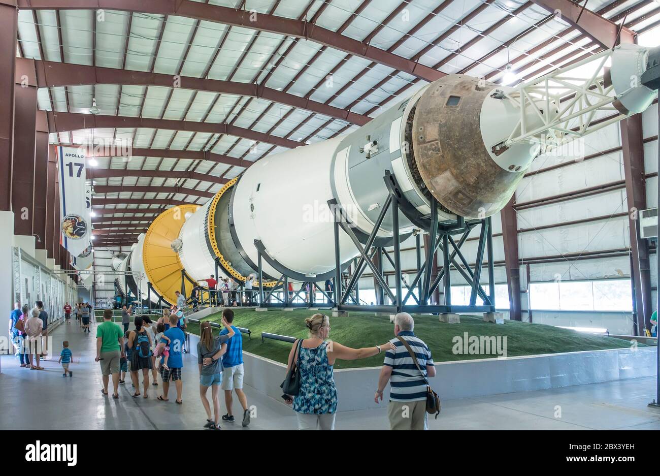 Apollo 17 Saturn V Rakete im NASA Space Center, Houston, Texas, USA Stockfoto