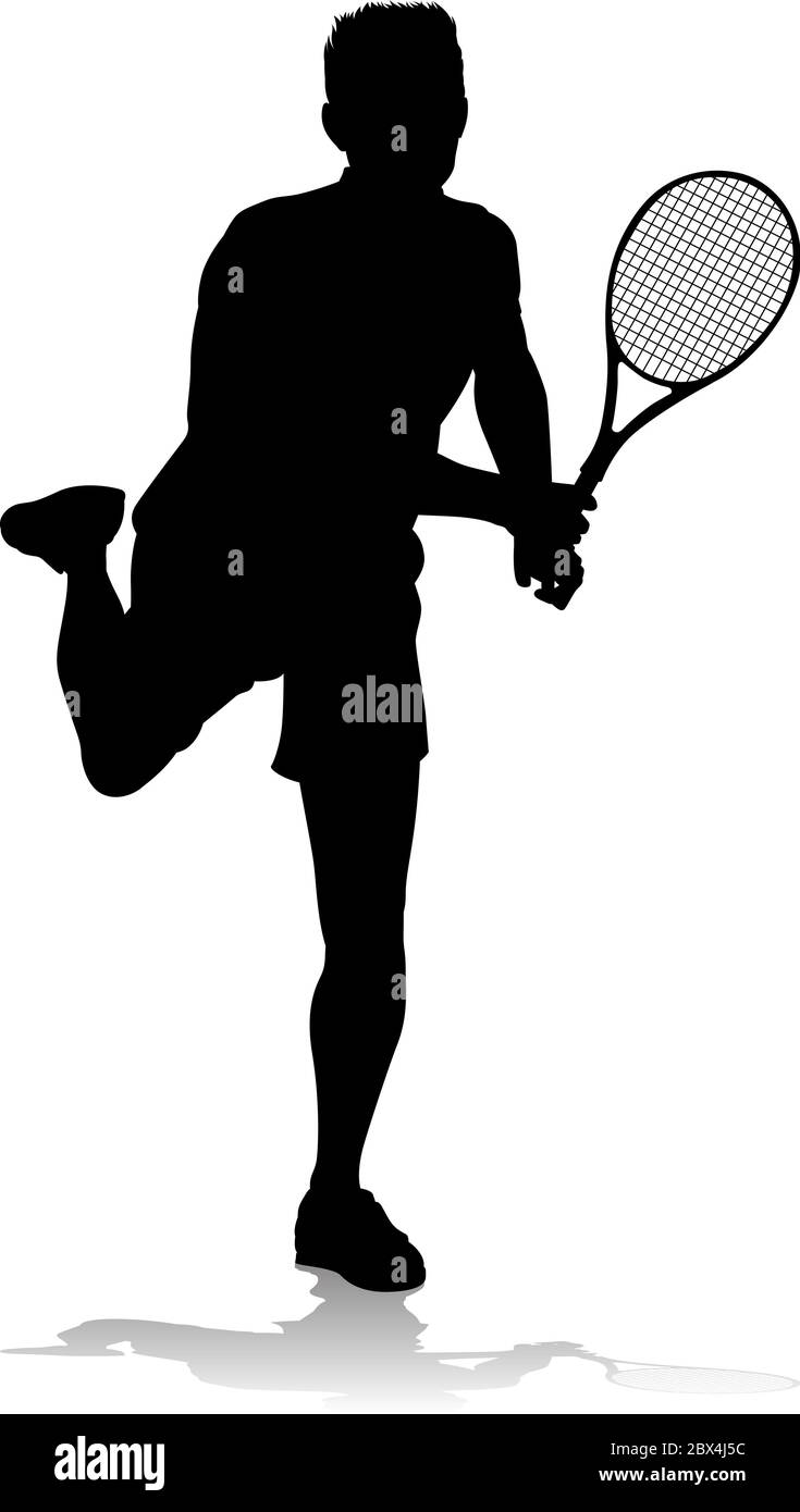 Tennis Silhouette Sport Spieler Mann Stock Vektor