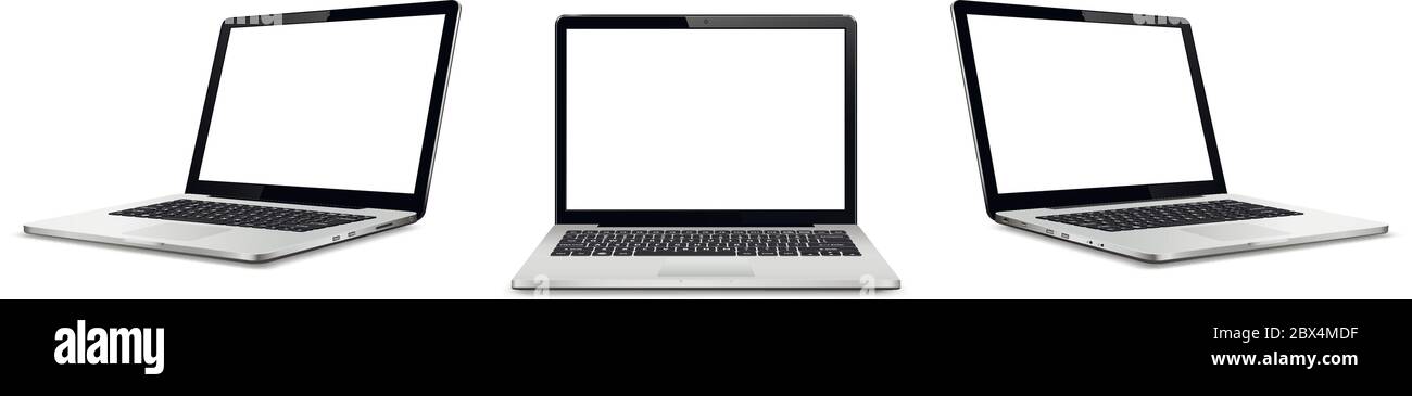 Der Vektor Laptops mit leeren Bildschirm auf weißem Hintergrund. Perspektive und Frontansicht mit leeren Bildschirm. Stock Vektor