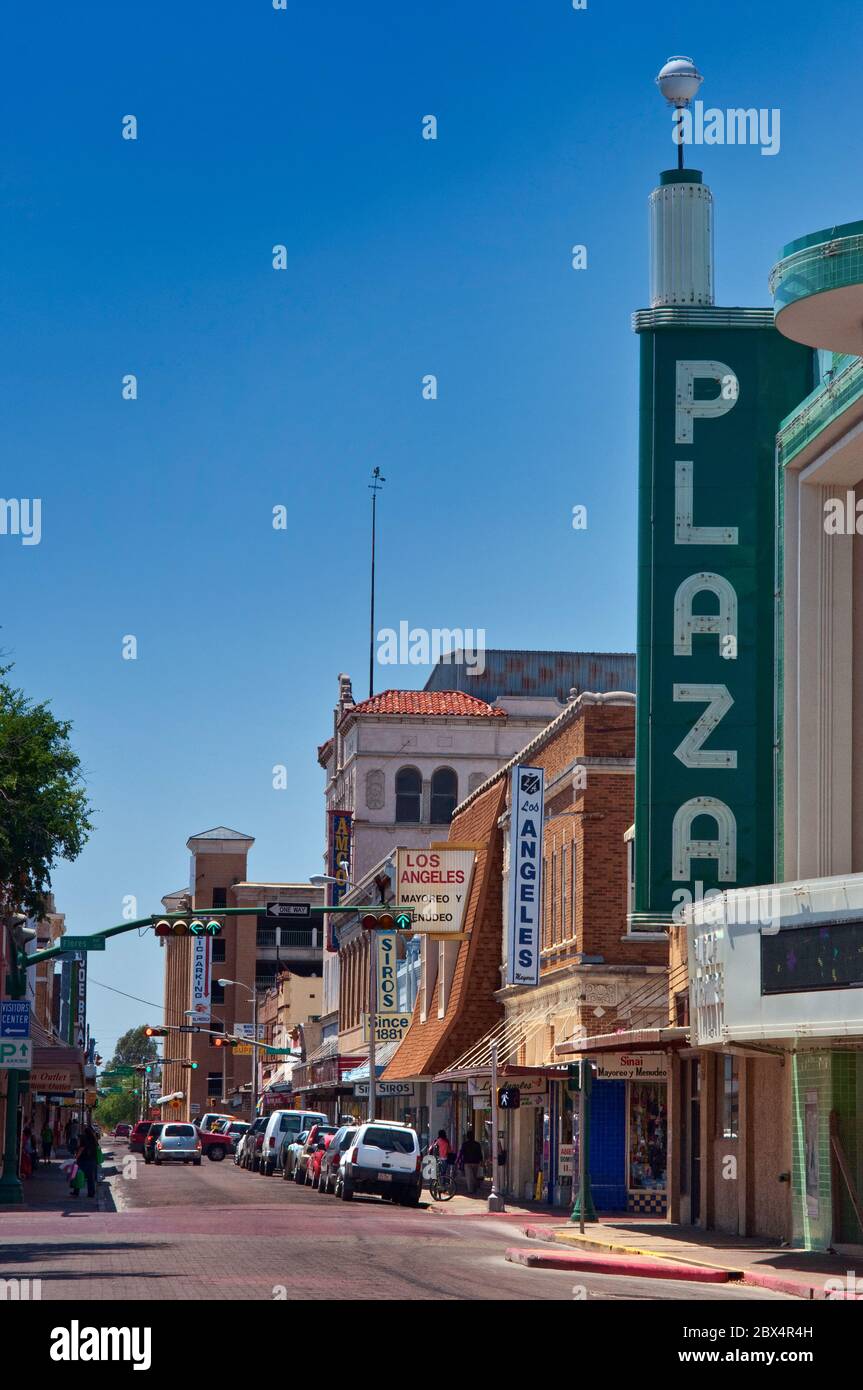 Historisches Plaza Theater, Hidalgo Street in Laredo, Texas, USA Stockfoto