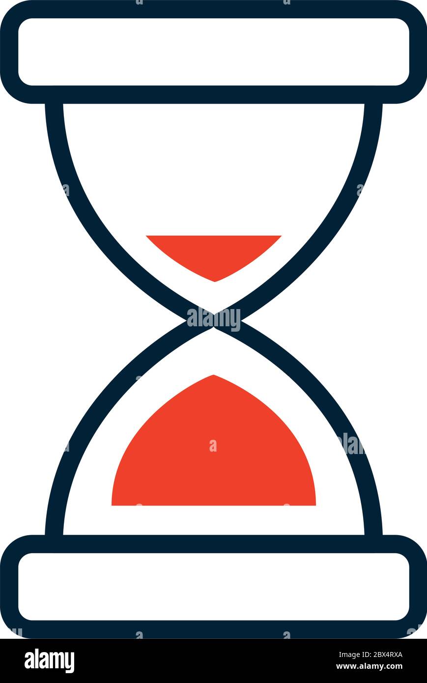 sanduhr-Symbol auf weißem Hintergrund, Halbzeiligkeit Halbfarbe, Vektorgrafik Stock Vektor