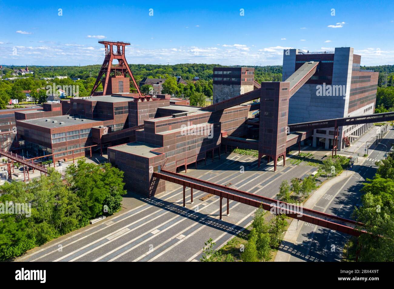 Welterbe Zeche Zollverein, Doppelbock-Wickelturm, Schacht 12, Essen, Deutschland, Stockfoto