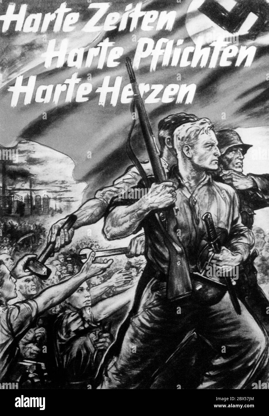 Mit der Ausrufung des "totalen Krieges" 1943 nach der Niederlage in Stalingrad begann eine endlose Propaganda, die die verbleibenden Kräfte für den Krieg mobilisieren sollte. Stockfoto