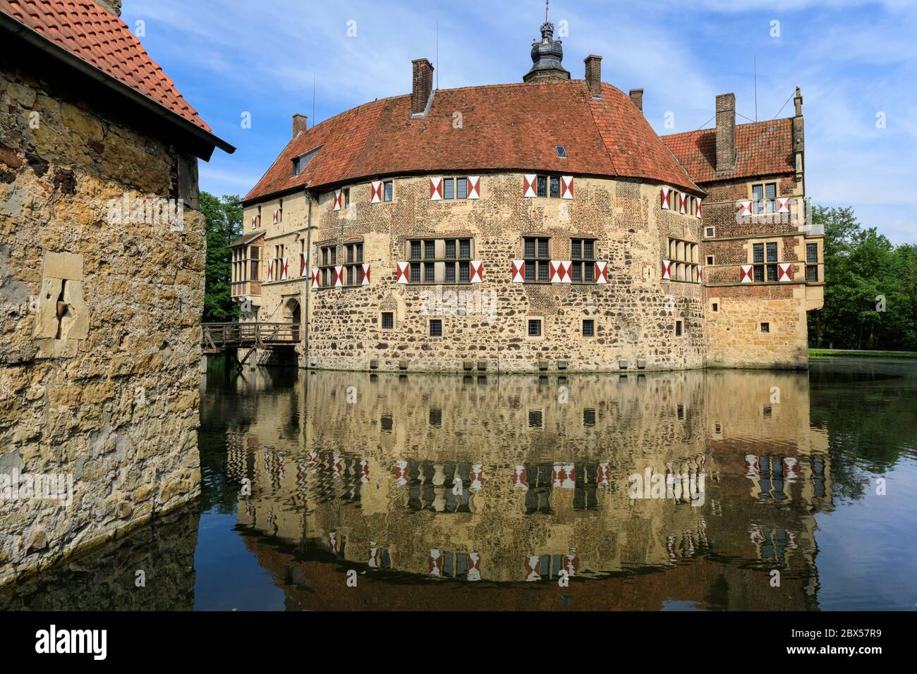 Vischering Burg außen, Burg Vischering, Wasserburg im Münsterland, Lüdinghausen, NRW, Deutschland Stockfoto
