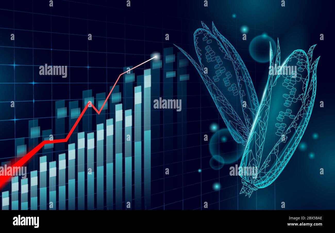 Ökologische Mais Biokraftstoff Pistole. Erneuerbare Energie spart Umwelt-Konzept. Low Poly polygonal futuristisch dunkelblau Spender Benzin Öl Stock Vektor