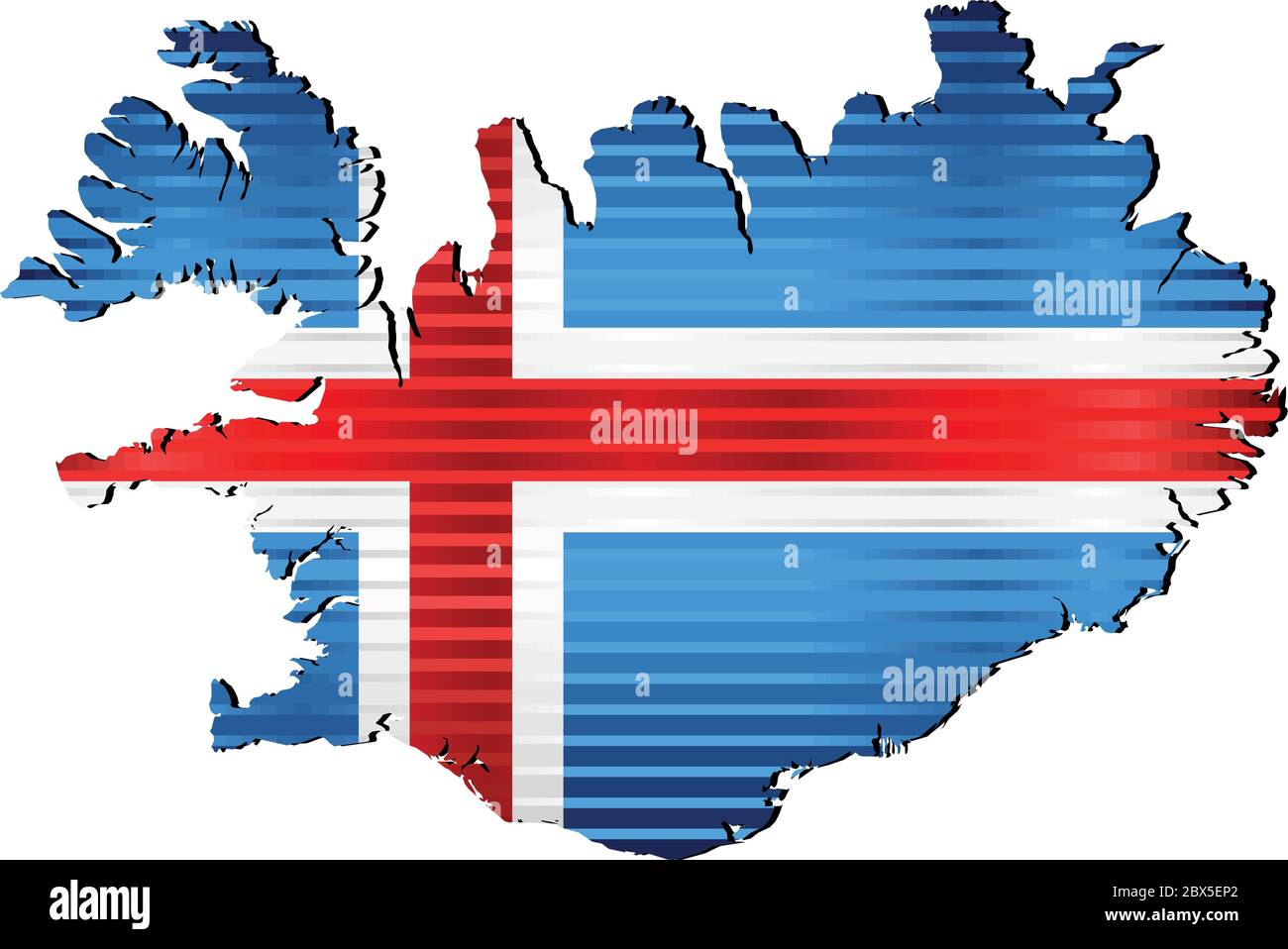 Glänzende Landkarte von Island - Illustration, dreidimensionale Landkarte von Island Stock Vektor