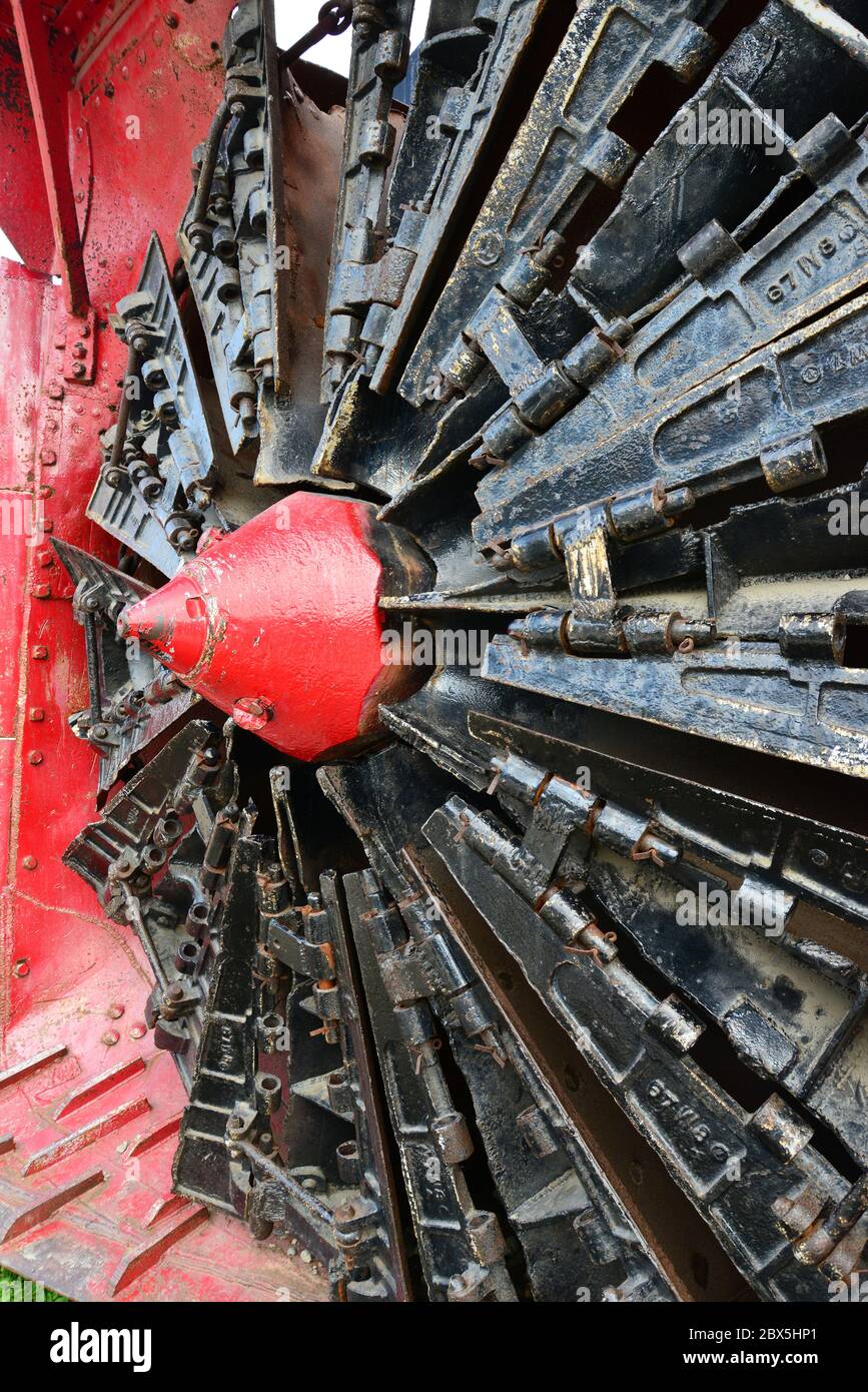 Das Geschäftsende von Rail Track Snow Blower, Skagway, Alaska, USA. Stockfoto