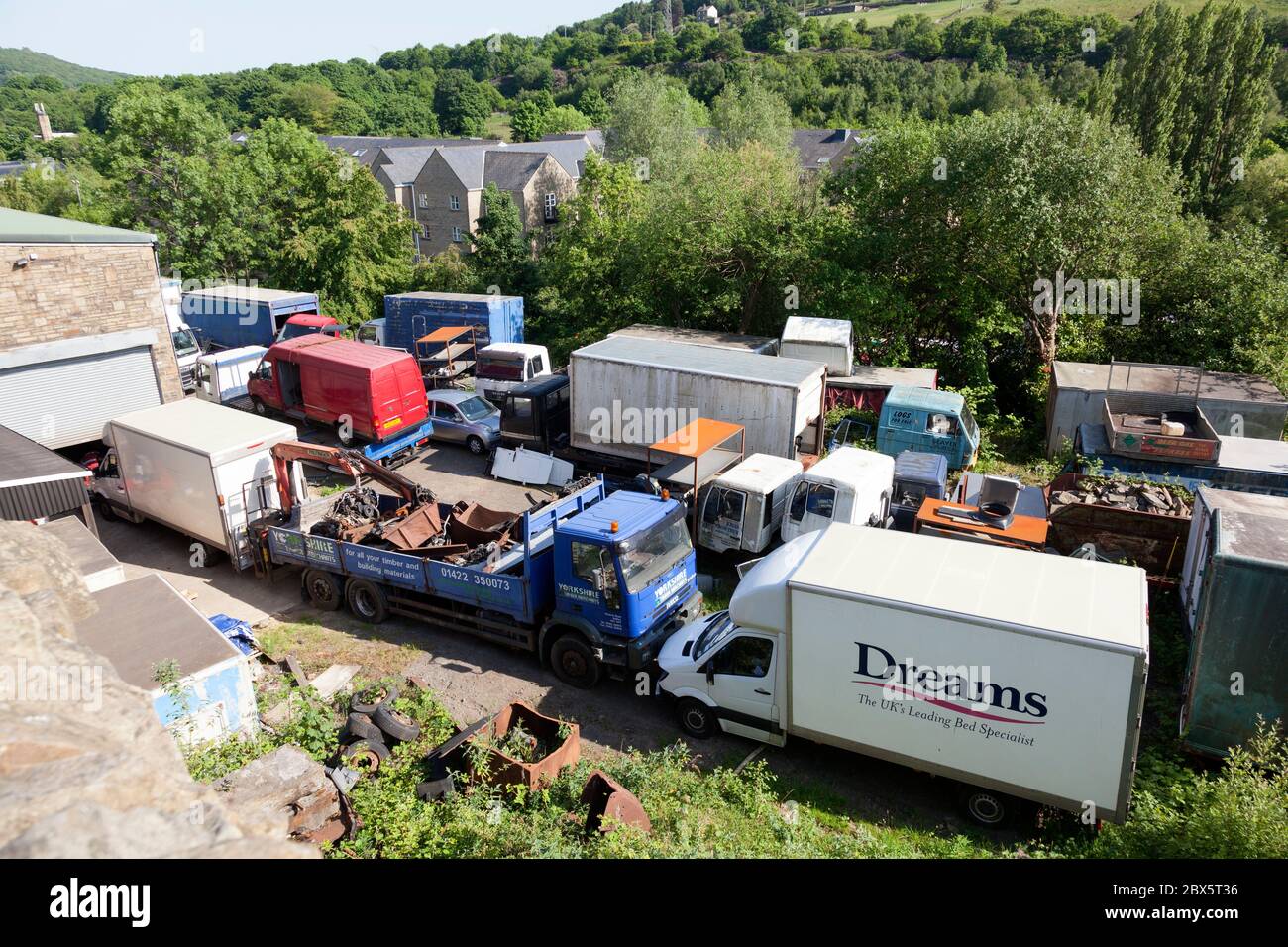 LKW-Reparaturwerft, Sowerby Bridge, West Yorkshire Stockfoto
