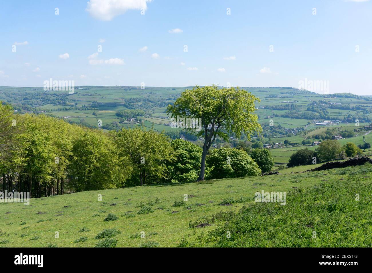 Blick über das Calder Valley, Luddenden Foot, West Yorkshire Stockfoto