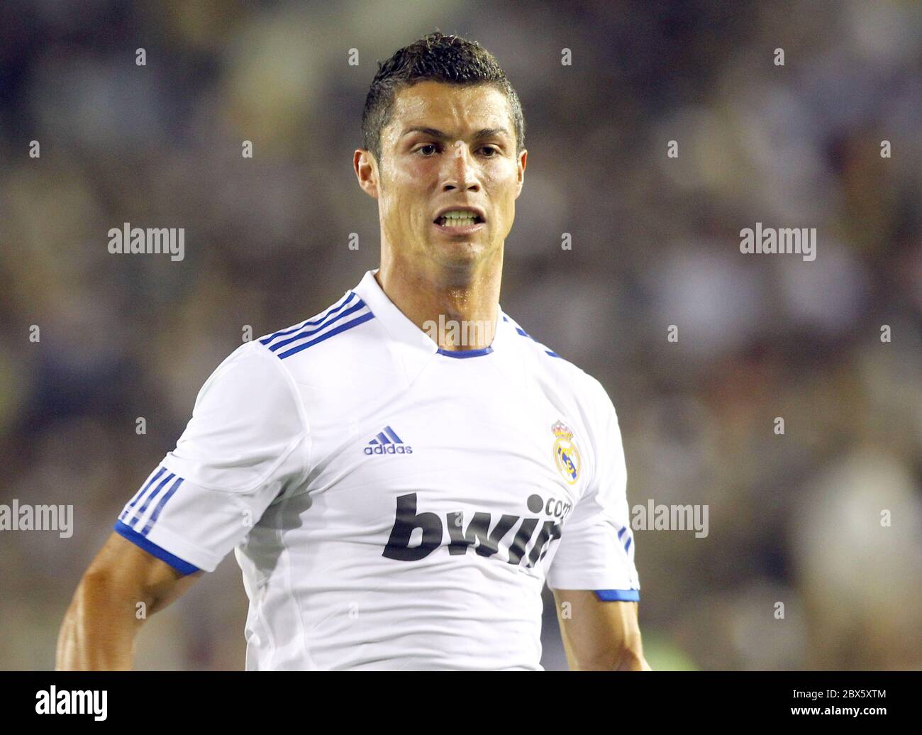 Cristiano Ronaldo in Aktion für Real Madrid in einem fußballfreundlichen Mach gegen Los Angeles Galaxy im Rose Bowl, Pasadena, Kalifornien. August 2010 Stockfoto