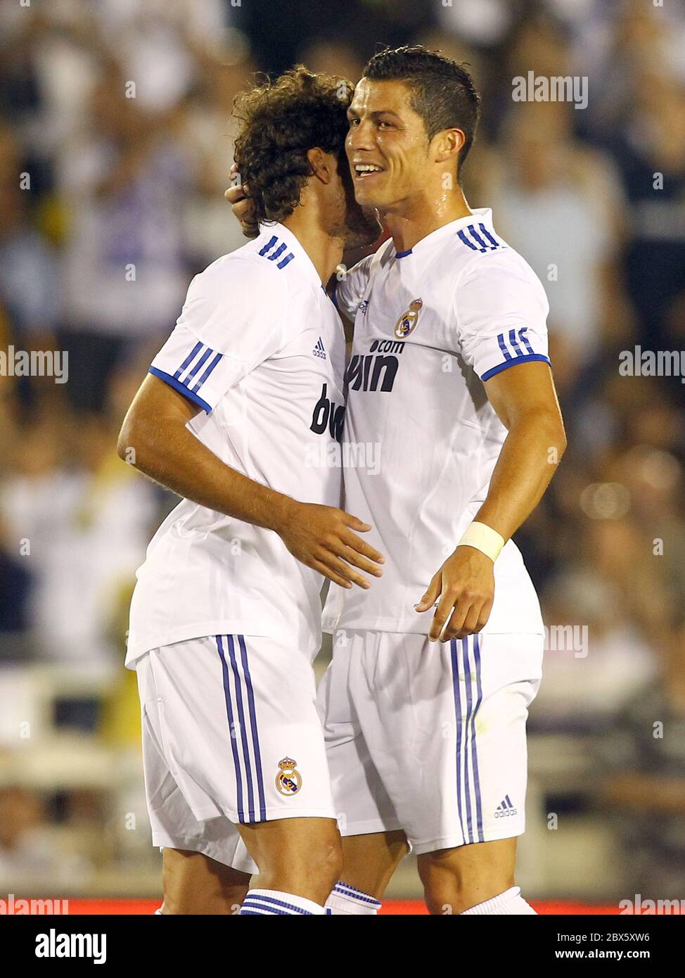 Cristiano Ronaldo in Aktion für Real Madrid in einem fußballfreundlichen Mach gegen Los Angeles Galaxy im Rose Bowl, Pasadena, Kalifornien. August 2010 Stockfoto