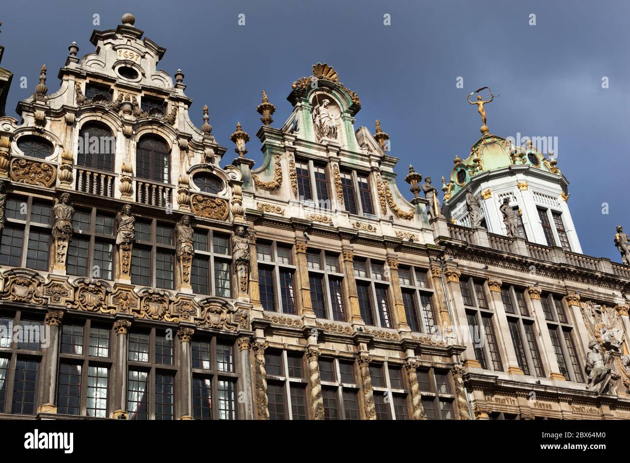 Guildhouses rund um den Grand Place (Hauptplatz), Brüssel, Brüssel-Hauptstadt Region, Belgien, Europa Stockfoto