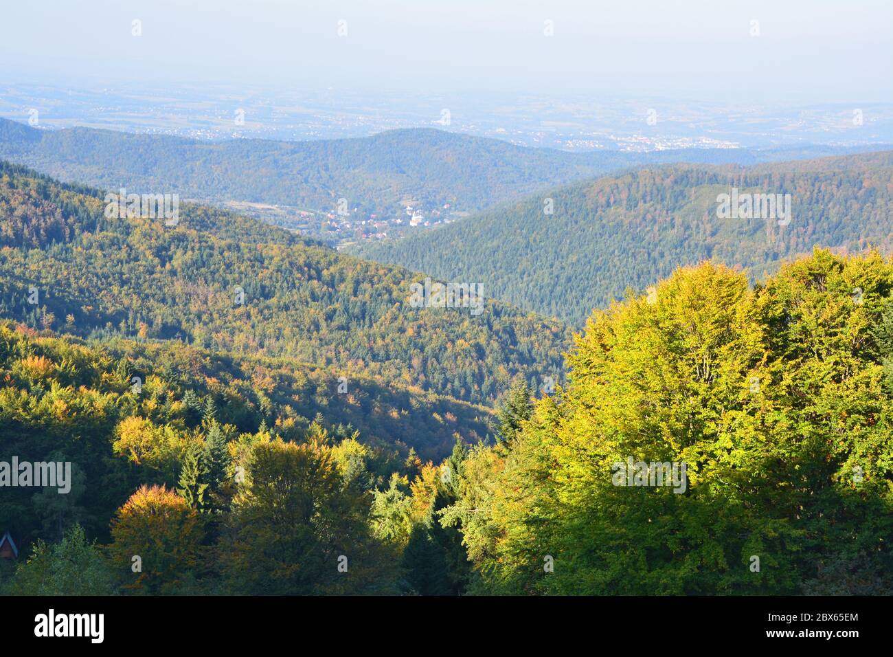 Herbst Blick auf die Berge in Polen Stockfoto
