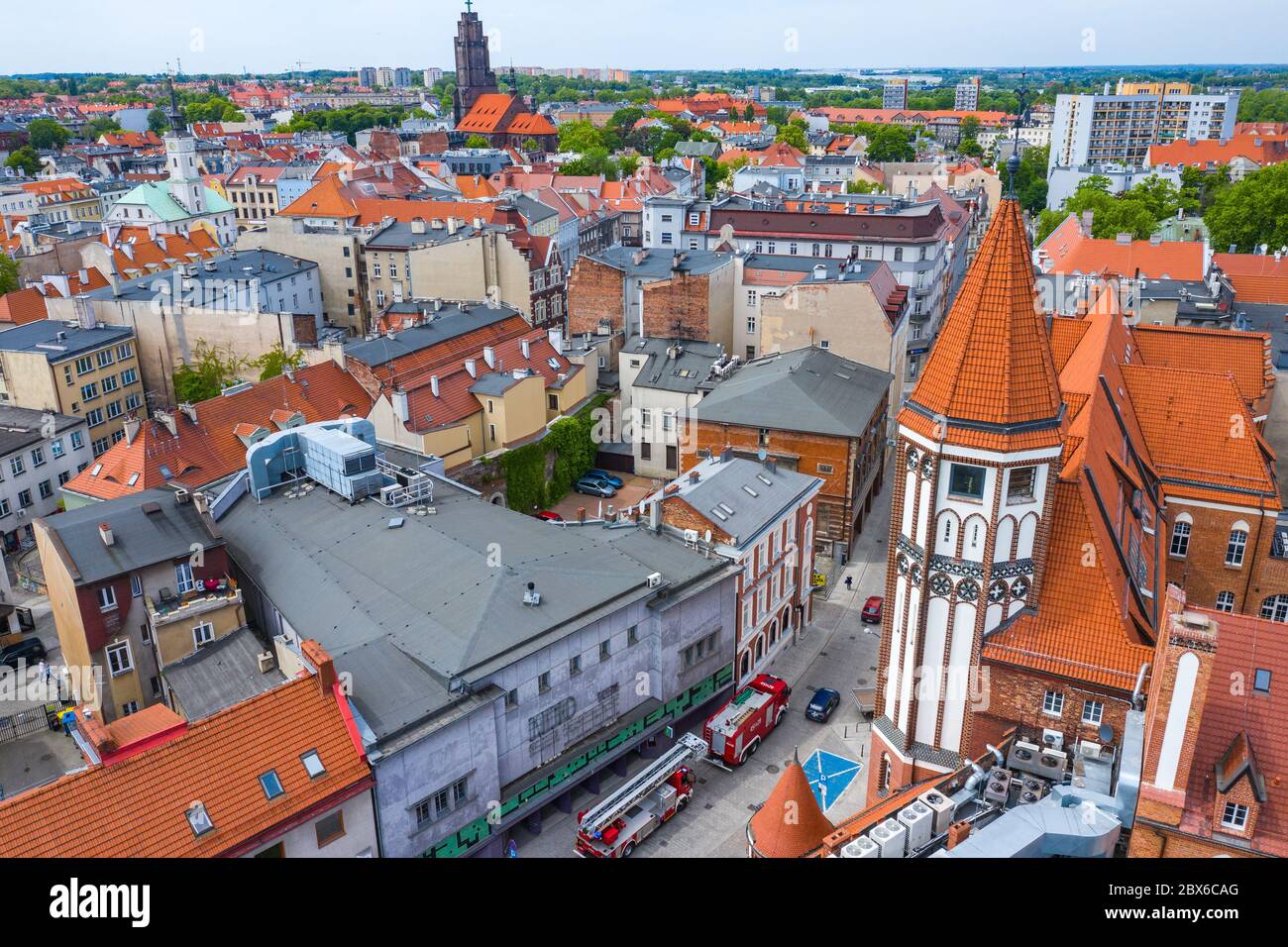 Luftaufnahme der Altstadt von Gliwice. Schlesien, Polen. Stockfoto