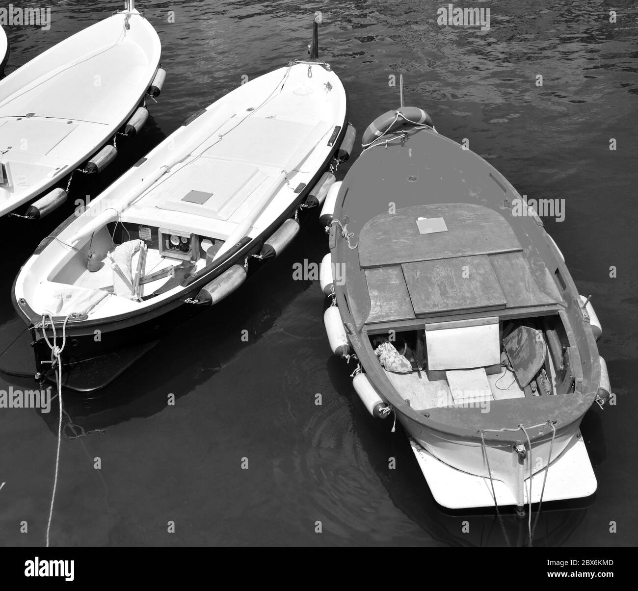 Fischerboote in der Marina von camogli, ligurien, italien Stockfoto