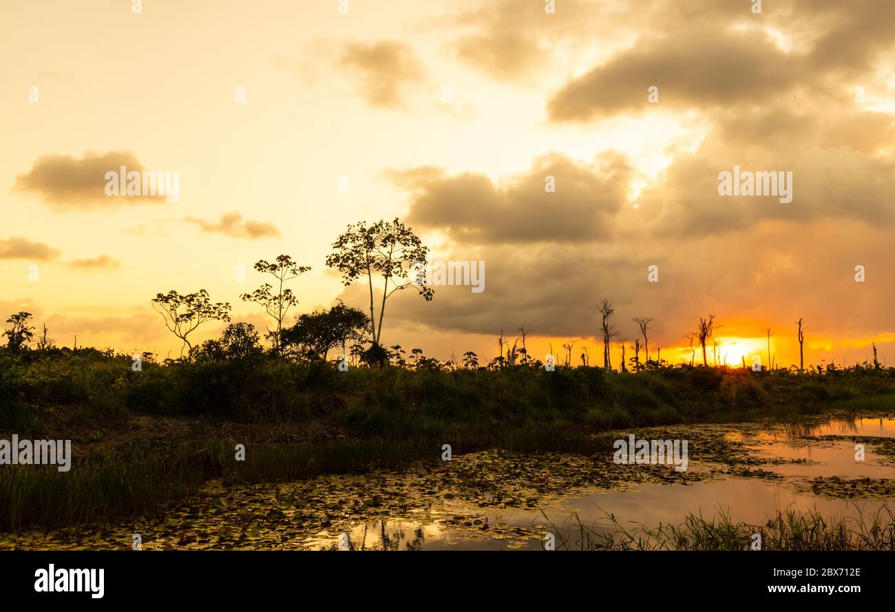 Wolkiger Sonnenuntergang In Paramaribo Suriname Stockfoto