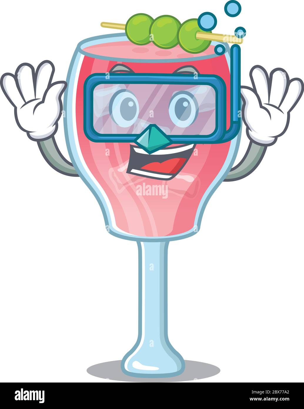 Kosmopolitisches Maskottchen-Design schwimmt mit Taucherbrille Stock Vektor