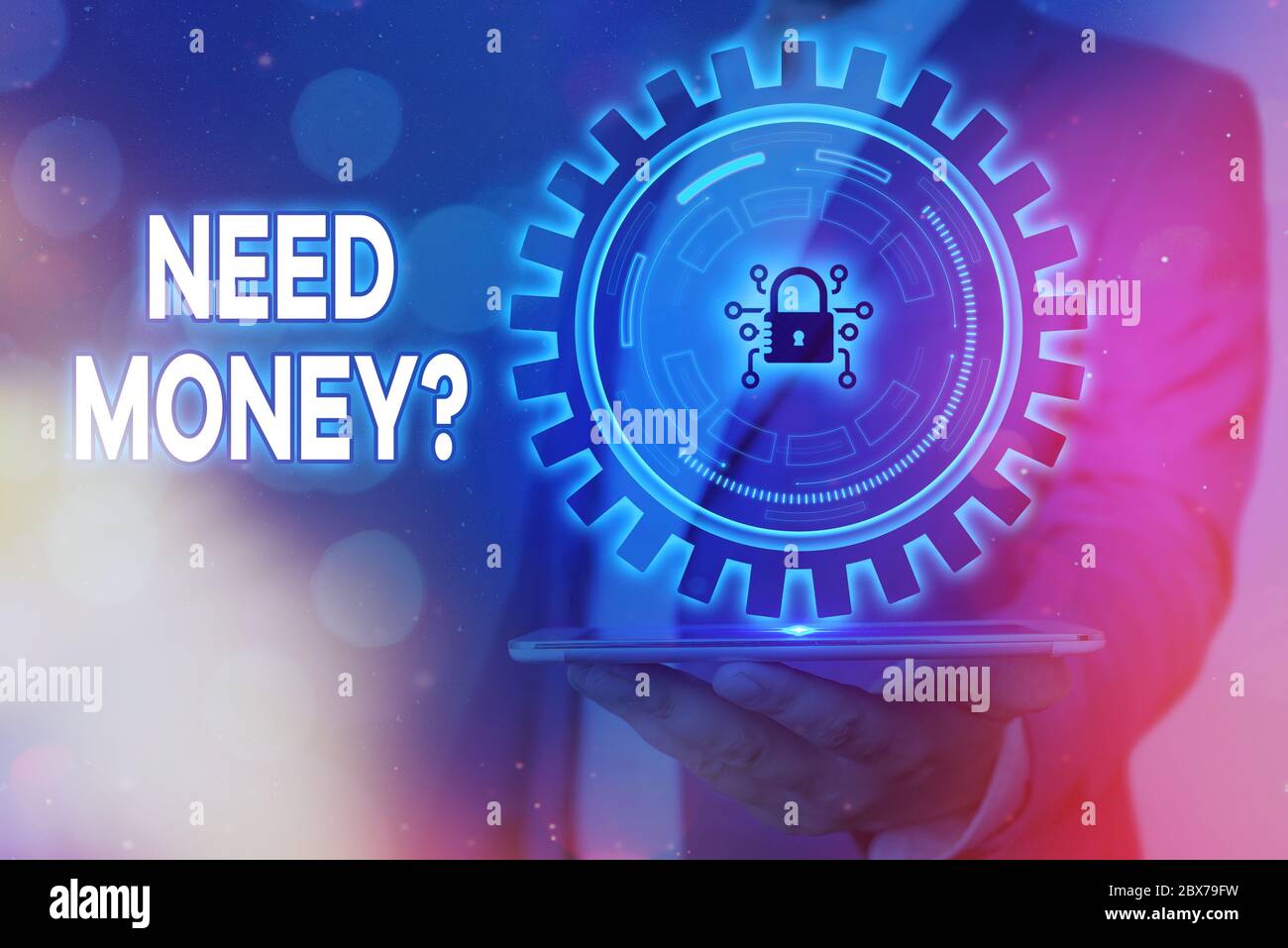 Handschriftentext braucht Geld Frage. Konzeptionelle Foto müssen mehr Geld sparen Geldproblem und finanzielle Schwierigkeiten Stockfoto