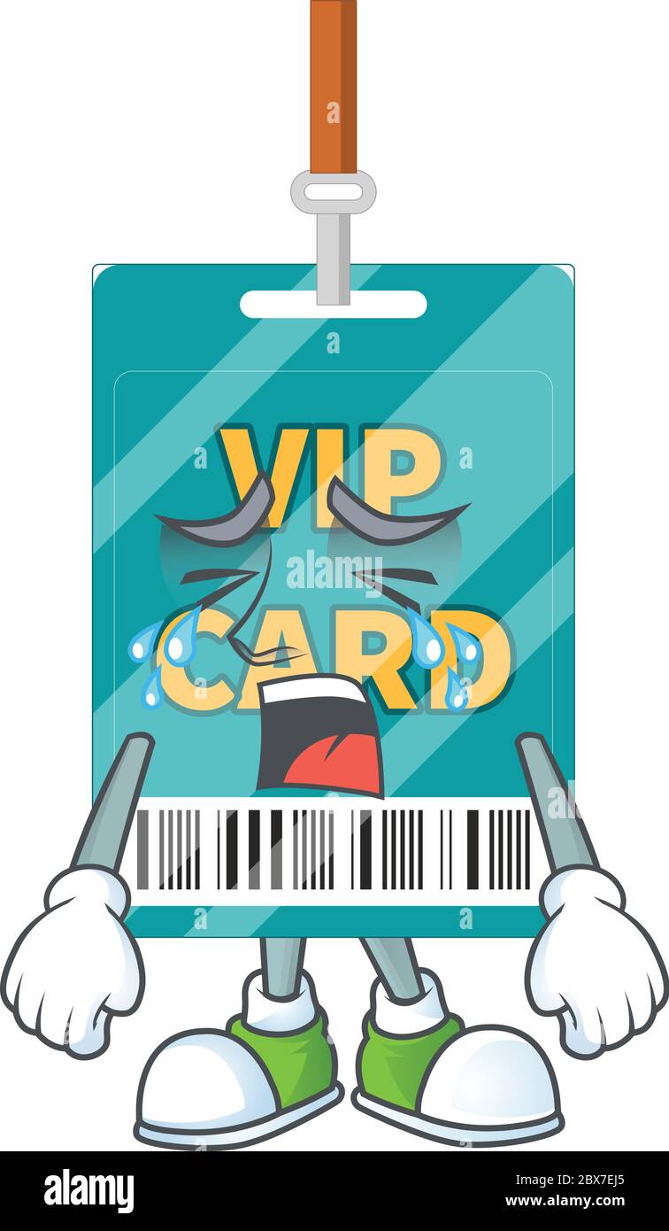 Ein weinender VIP Pass Karte Cartoon Charakter Zeichnung Konzept Stock Vektor