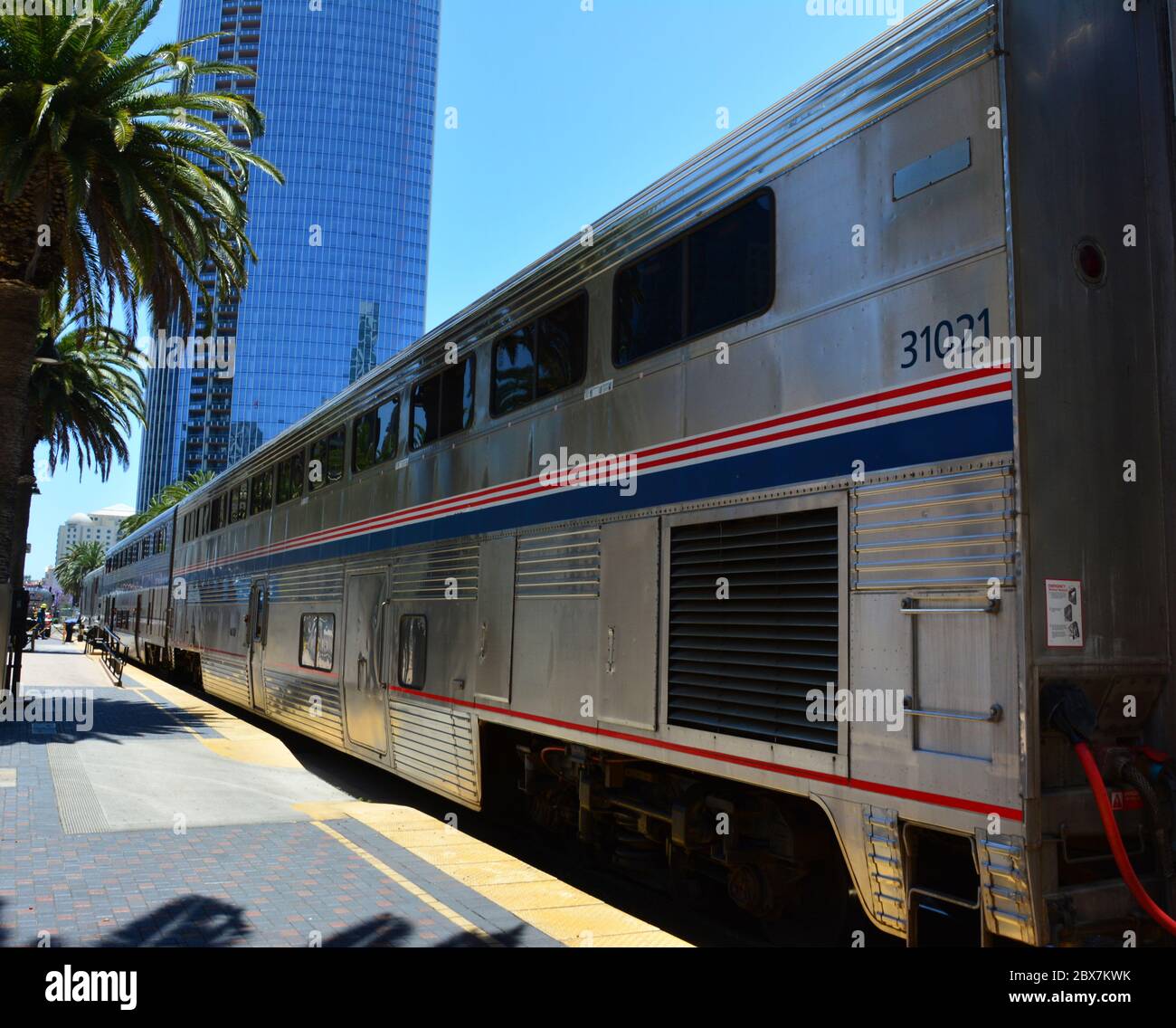 Zug kam im Juni in San Diego an Stockfoto