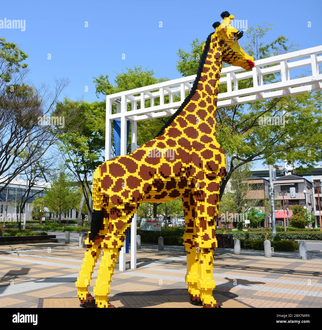 Cartoon Giraffe aus Ziegeln in Japan Stockfoto