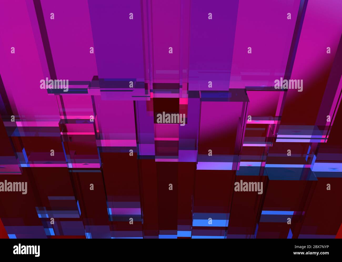 Lila mit blauen abstrakten dreidimensionalen Würfel Textur Winkel Ansicht. Stockfoto