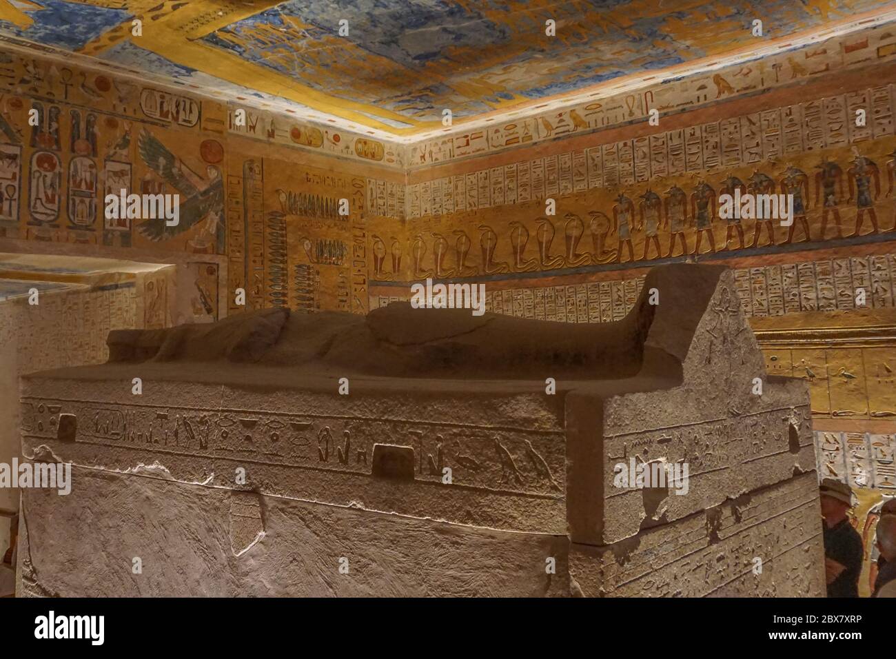Luxor, Ägypten: Der Sarkophag des pharao Ramses IV. In Grab KV2, im Tal der Könige, am Westufer des Nils. Stockfoto