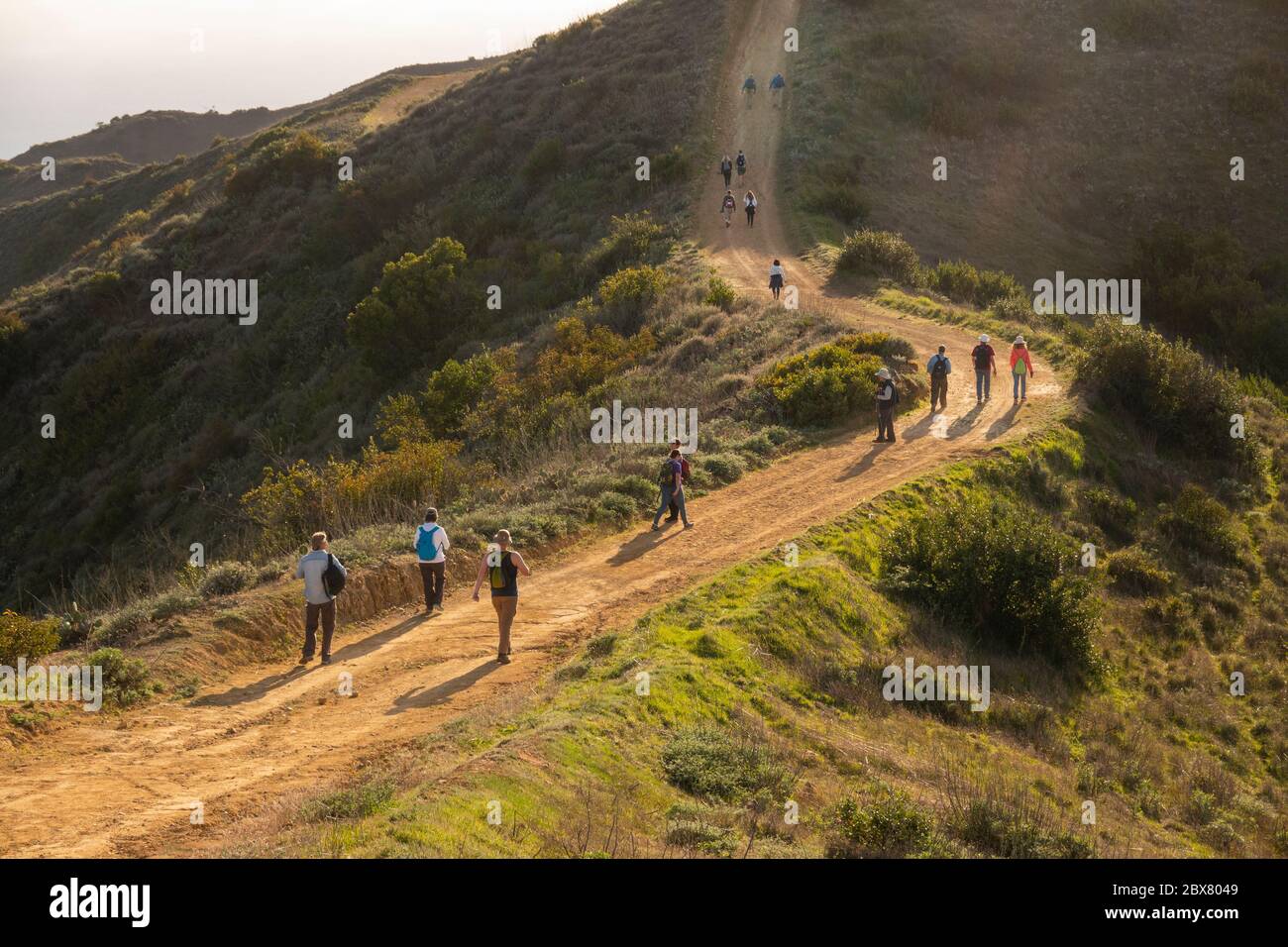 Menschen wandern zu einem Fotoworkshop in Catalina Island CA Stockfoto