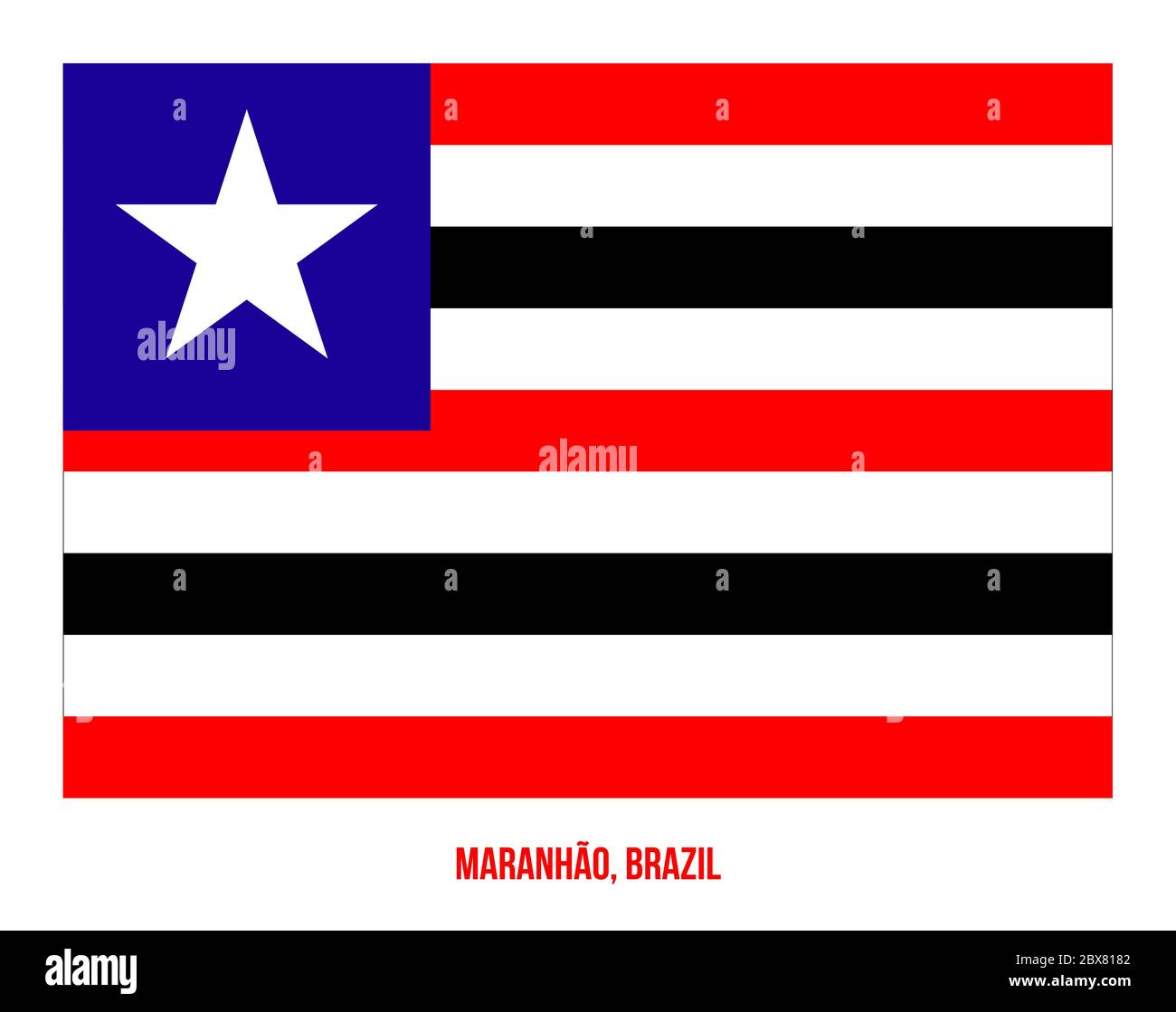 Maranhao Flagge Vector Illustration auf weißem Hintergrund. Staaten Flagge von Brasilien. Stock Vektor