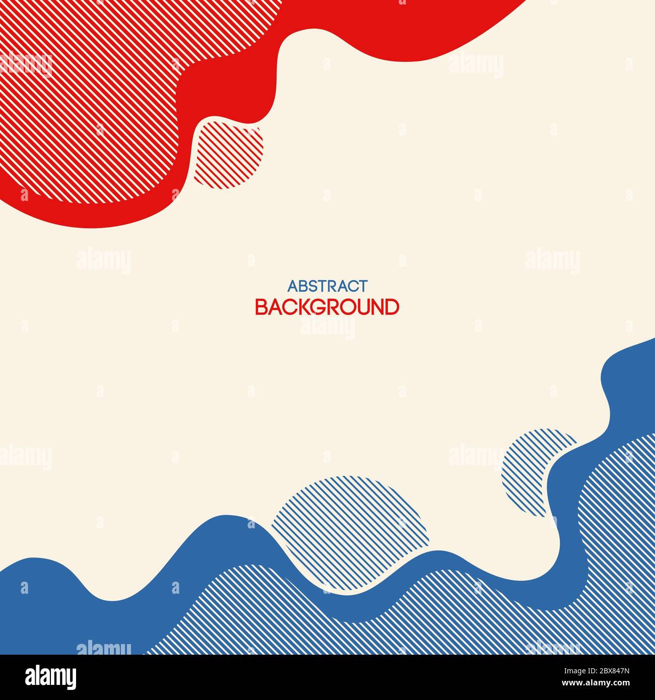 Abstrakter Hintergrund. Zusammensetzung von amorphen Formen, Linien, flüssigen Formen, gestreiften Kreisen. Anwendbar für Covers, Plakate, Poster, Broschüren, Flyer Stock Vektor