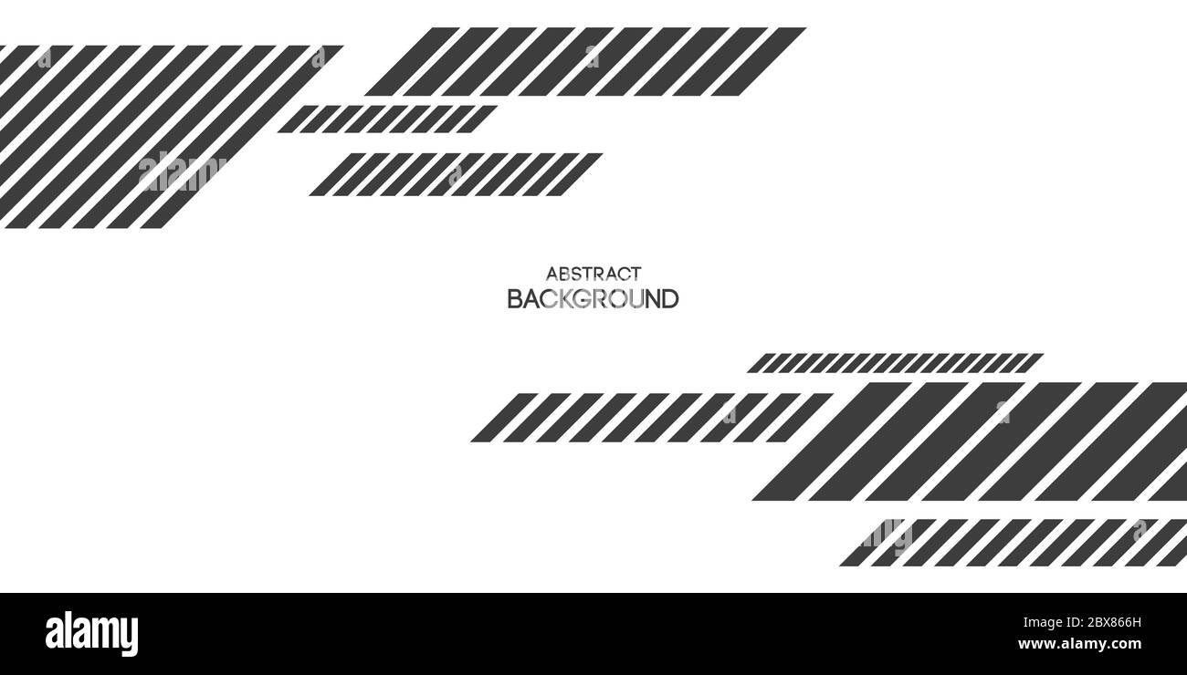 Abstrakt gestreifter Hintergrund, Banner mit Linien, diagonale Streifen. Abstrakte geometrische Komposition.Trendy Design. Vektor-Monochrom-Illustration. Stock Vektor