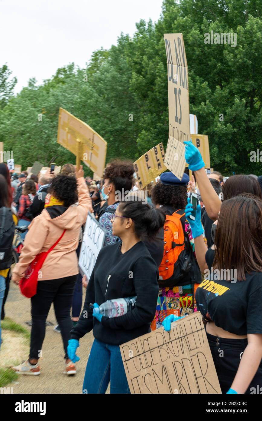 Black Lifes Matter hyde Park Demo Stockfoto