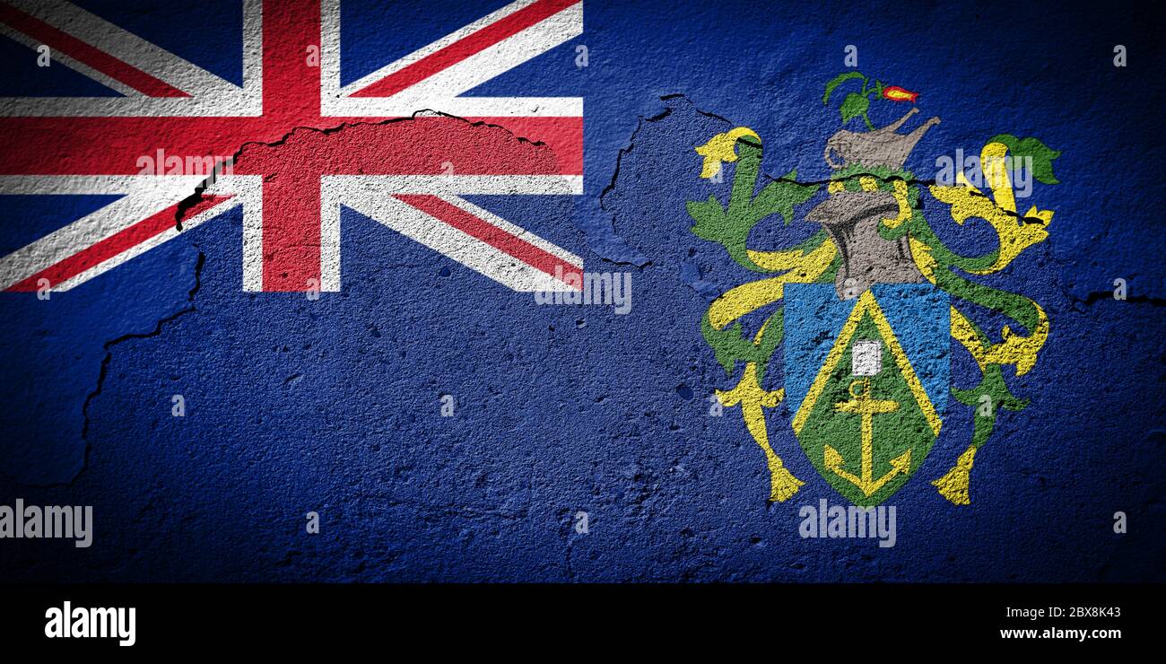 Pitcairn Islands Flagge auf grungy rissig Wand gemalt Stockfoto