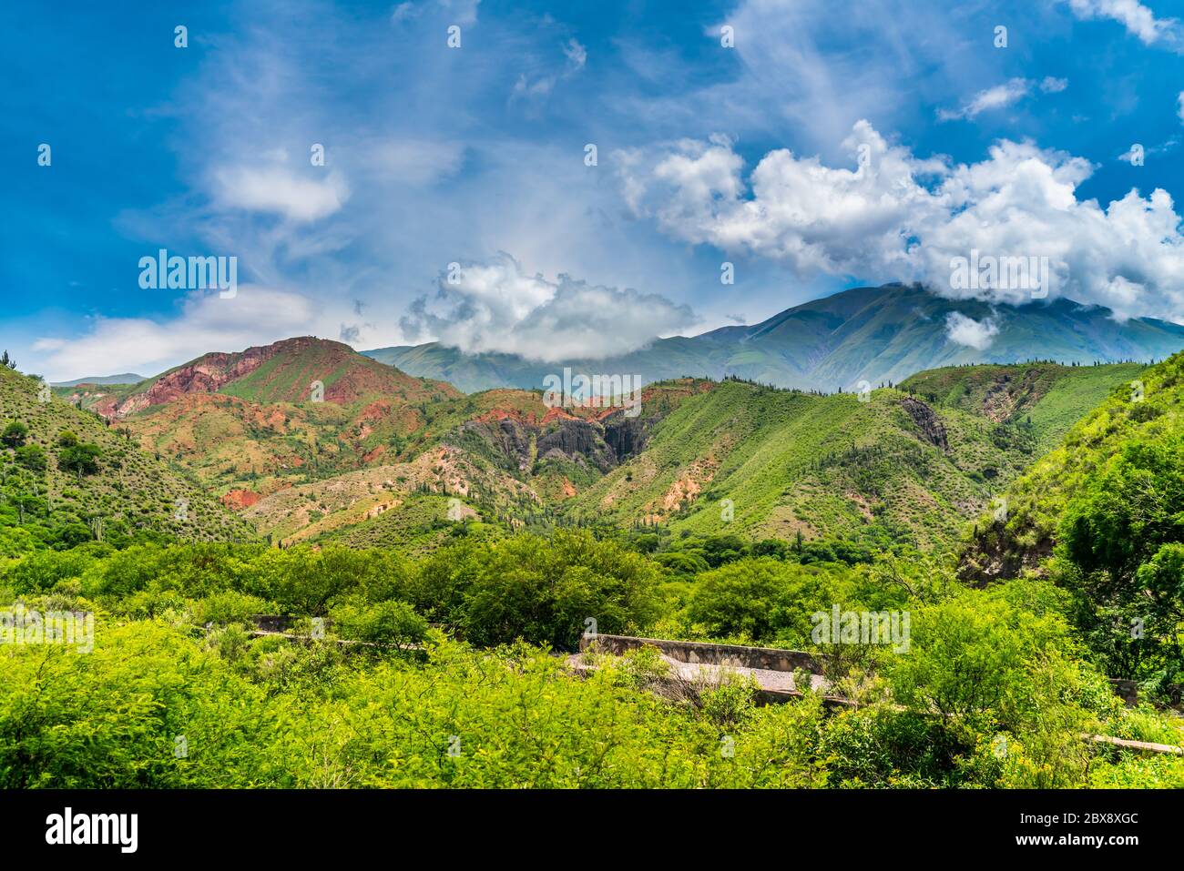 Farbenfrohe Berge im Parque Nacional Los Cardones (Nationalpark) in der Salta Provence, Argentinien Stockfoto