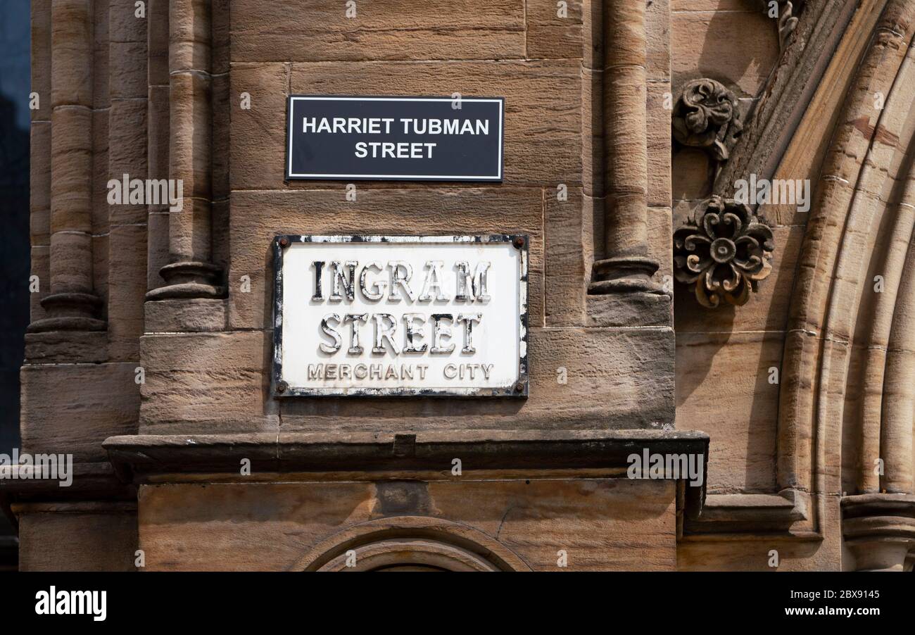 Glasgow, Schottland, Großbritannien. Juni 2020. Straßennamen im Stadtzentrum von Glasgow mit historischen Verbindungen zum Sklavenhandel wurden gezielt und durch neue Namen mit den Namen schwarzer Aktivisten oder angeblicher Opfer von Rassismus umbenannt. Iain Masterton/Alamy Live News Stockfoto