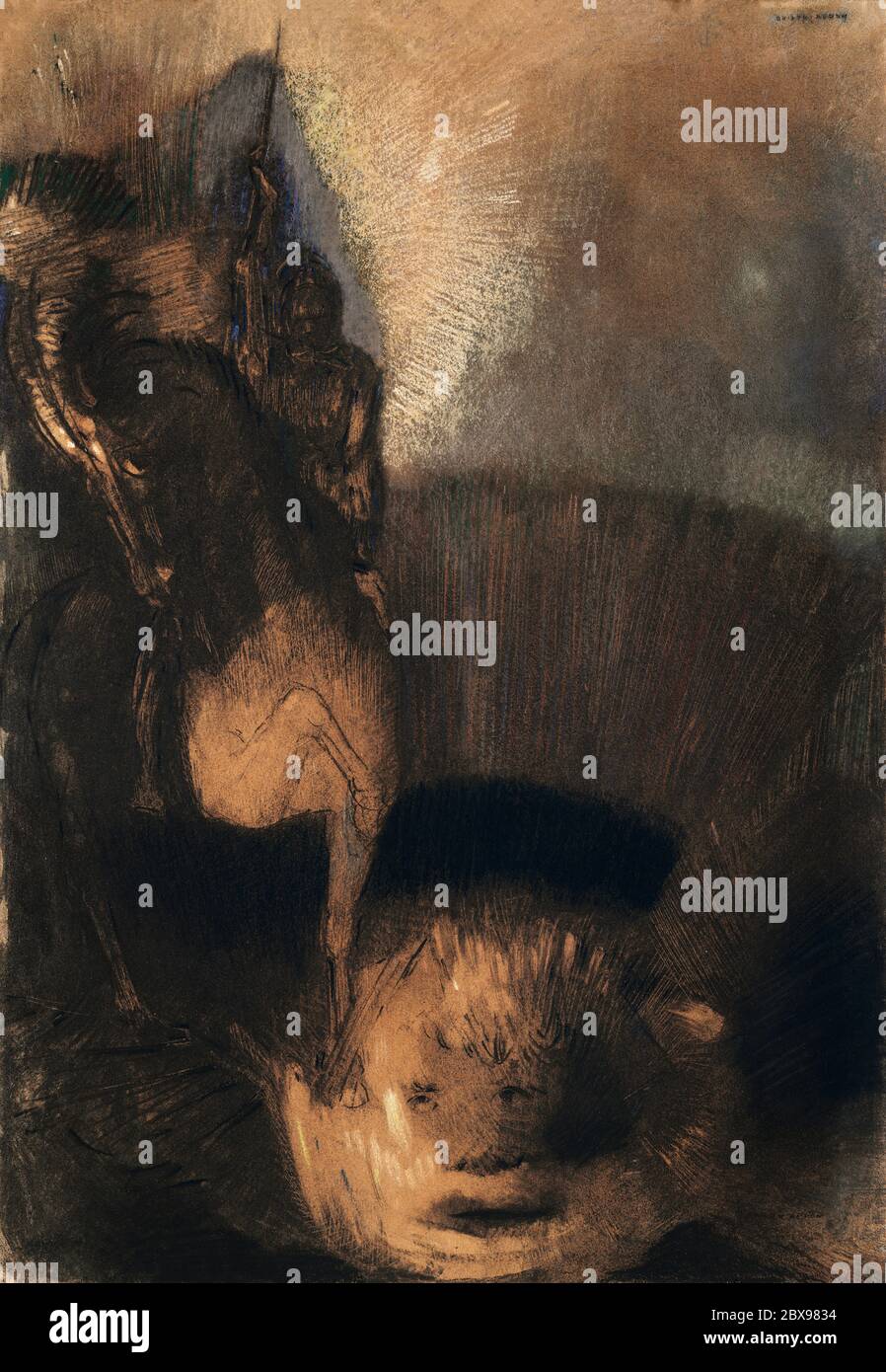 Der heilige Georg und der Drache von Odilon Redon (1840-1916). Original aus der Nationalgalerie der Kunst. Stockfoto