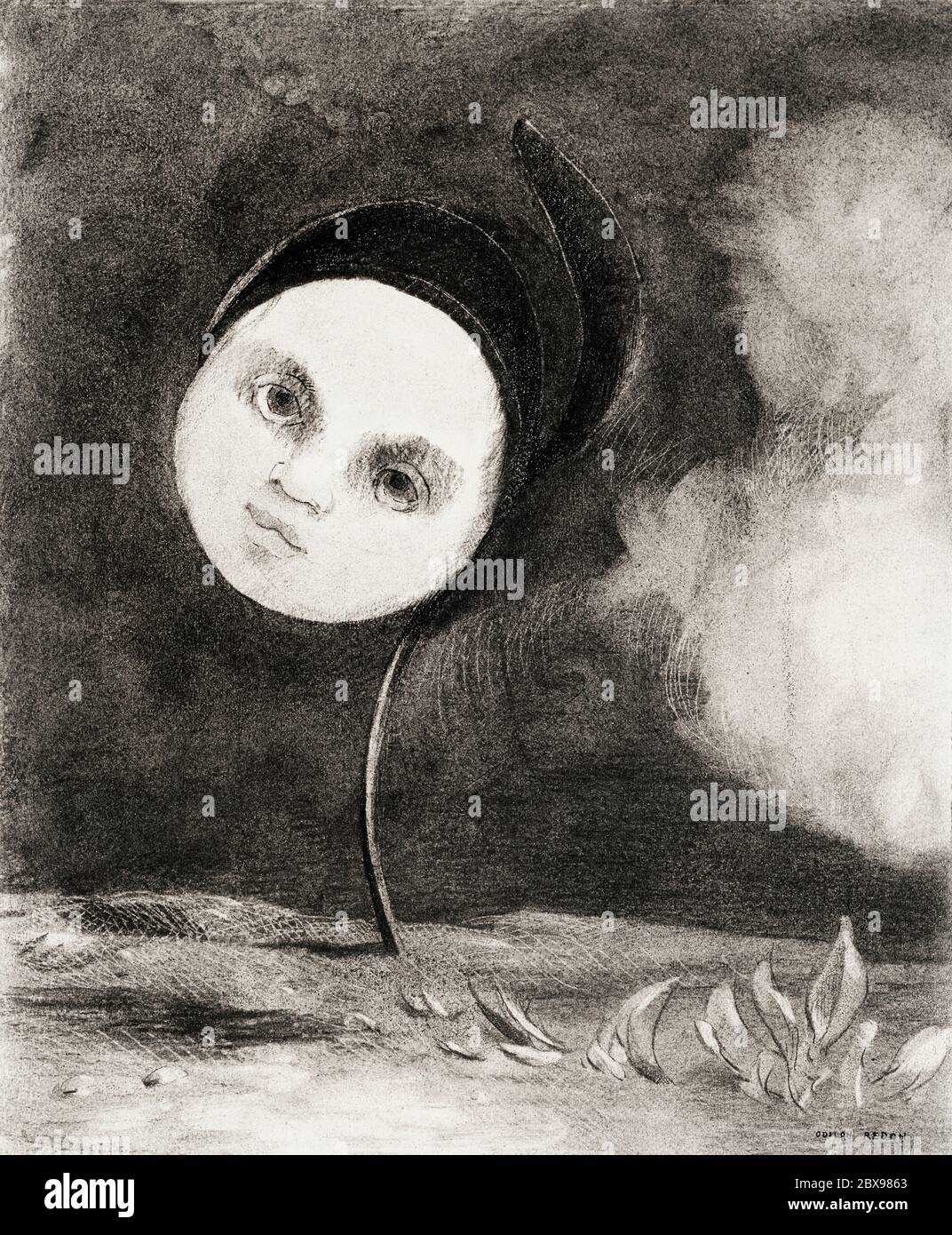 Strange Flower (kleine Schwester der Armen) (1880) von Odilon Redon. Original aus dem Art Institute of Chicago. Stockfoto
